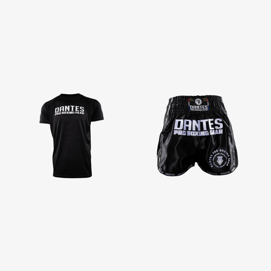 Dantes® Trainingshirt & Muay Thai Broekje (zwart)