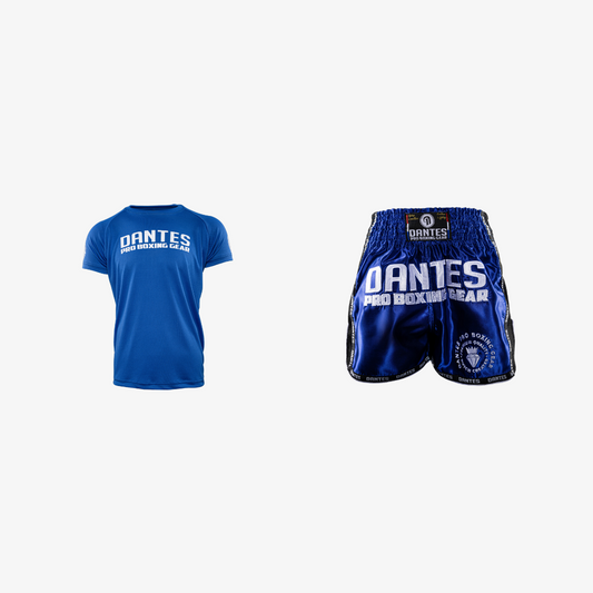 Dantes® Trainingshirt & Muay Thai Broekje (blauw)