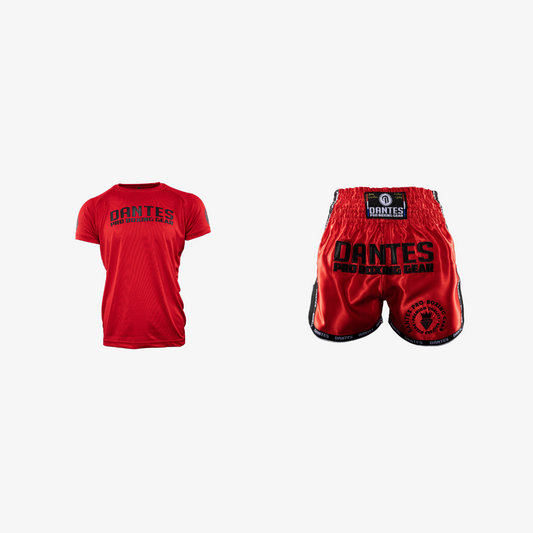 Dantes® Trainingshirt & Muay Thai Broekje (rood)